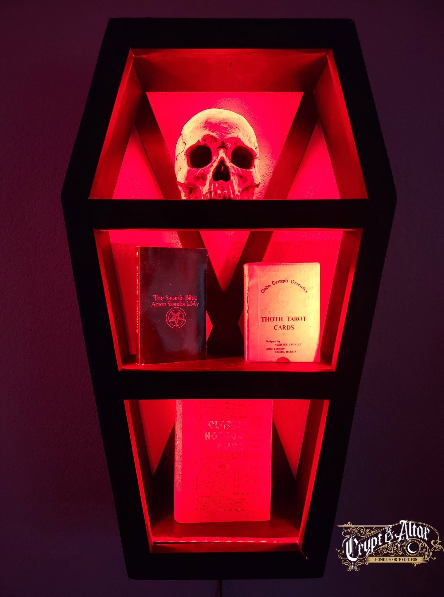 Coffin Shelf with LED Lighting - Vintage Black